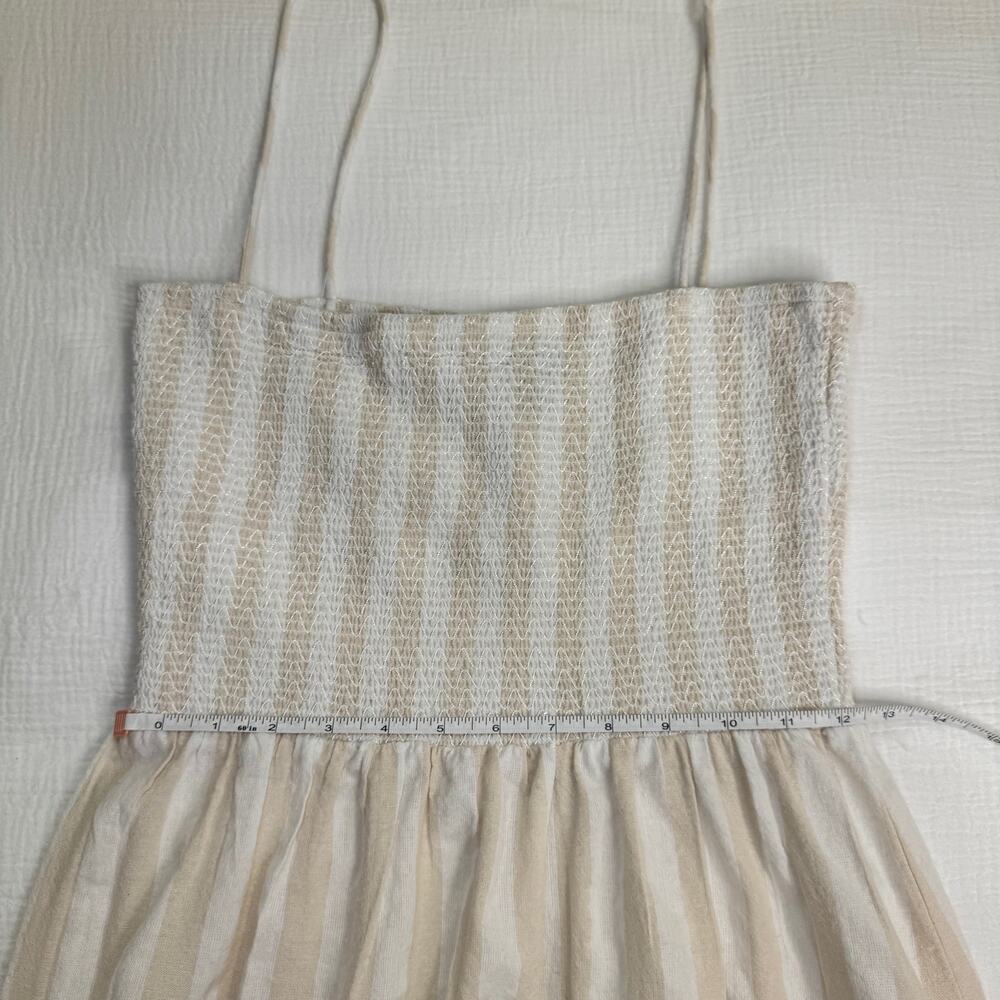 Boohoo Smocked Striped Sundress Maxi Cotton Women’s 6 Tiered Coastal Cottagecore - Picture 7 of 16